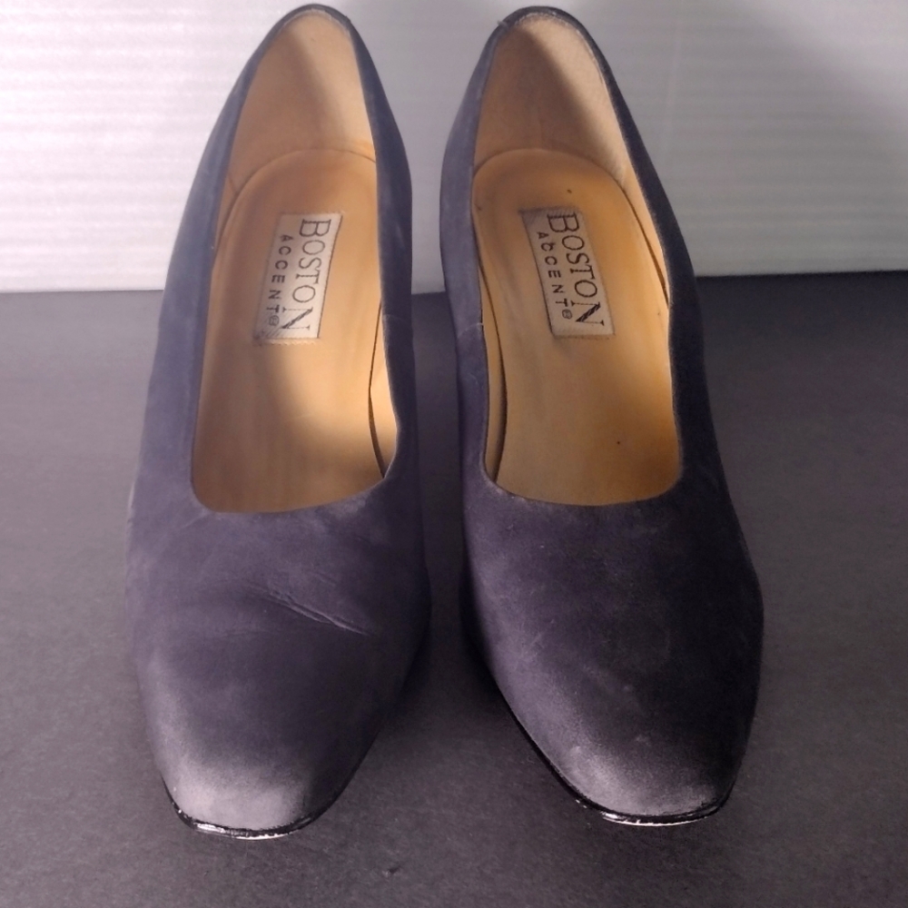 Navy Blue Suede Leather Pumps